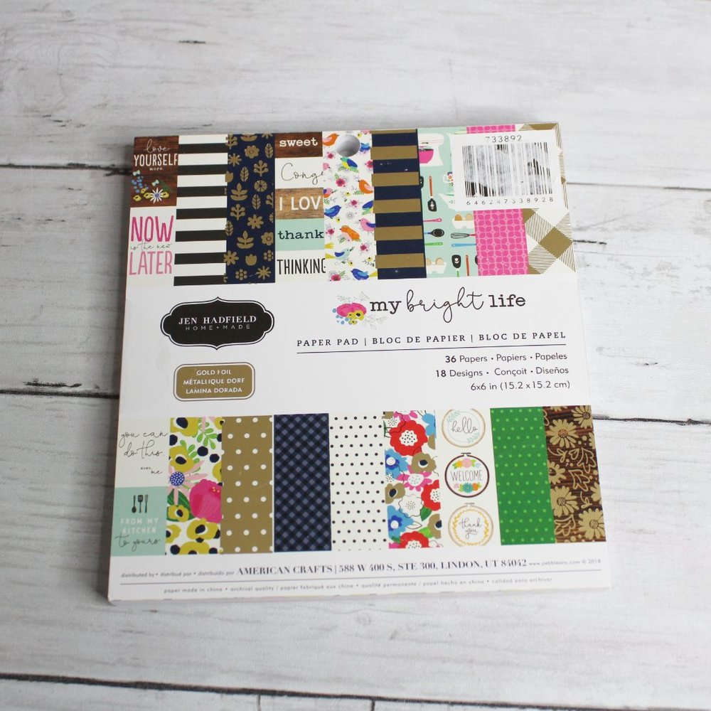 Jen Hadfield Scrapbook Cardstock Paper Pad 6" x 6" My Bright Life